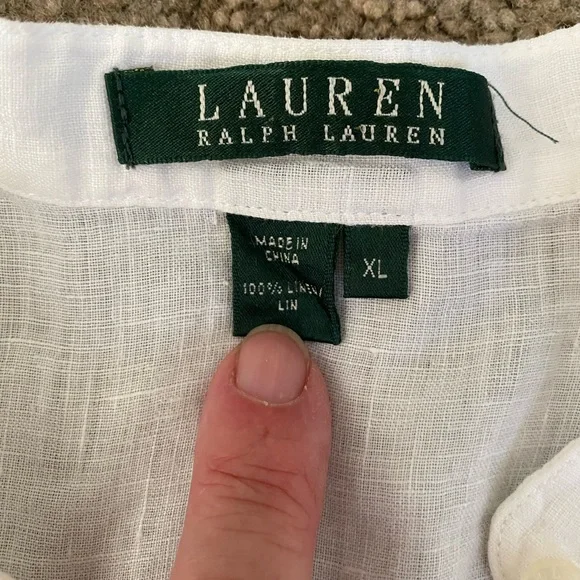 Ralph Lauren Womens White linen Casual Button Down Shirt size XL - Picture 2 of 3
